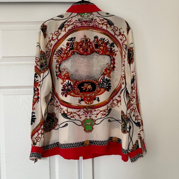 Red & cream Zone silk shirt - Picture 2 of 3